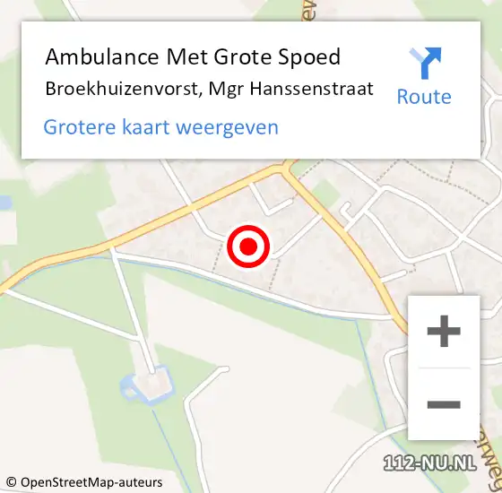 Locatie op kaart van de 112 melding: Ambulance Met Grote Spoed Naar Broekhuizenvorst, Mgr Hanssenstraat op 2 januari 2016 19:50