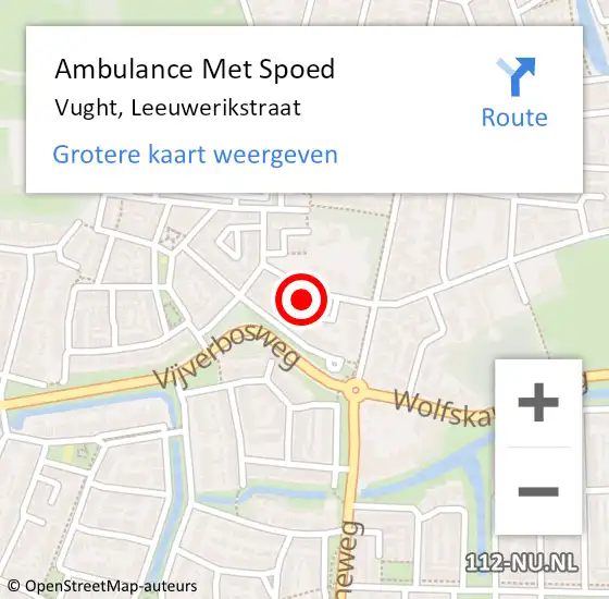 Locatie op kaart van de 112 melding: Ambulance Met Spoed Naar Vught, Leeuwerikstraat op 2 januari 2016 20:17