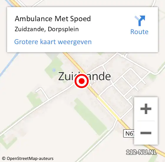 Locatie op kaart van de 112 melding: Ambulance Met Spoed Naar Zuidzande, Dorpsplein op 2 januari 2016 20:26