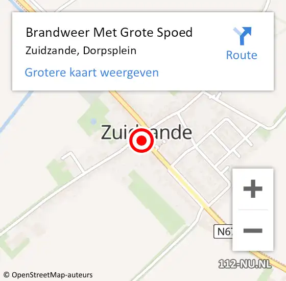 Locatie op kaart van de 112 melding: Brandweer Met Grote Spoed Naar Zuidzande, Dorpsplein op 2 januari 2016 20:29