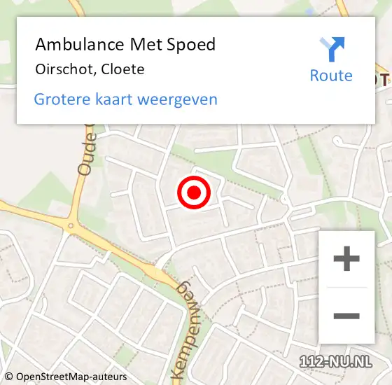 Locatie op kaart van de 112 melding: Ambulance Met Spoed Naar Oirschot, Cloete op 2 januari 2016 20:46