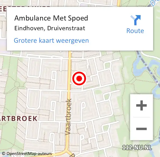 Locatie op kaart van de 112 melding: Ambulance Met Spoed Naar Eindhoven, Druivenstraat op 2 januari 2016 21:42