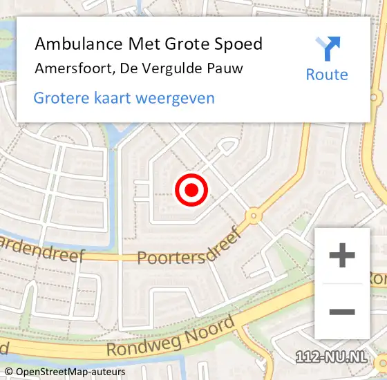 Locatie op kaart van de 112 melding: Ambulance Met Grote Spoed Naar Amersfoort, De Vergulde Pauw op 2 januari 2016 22:29