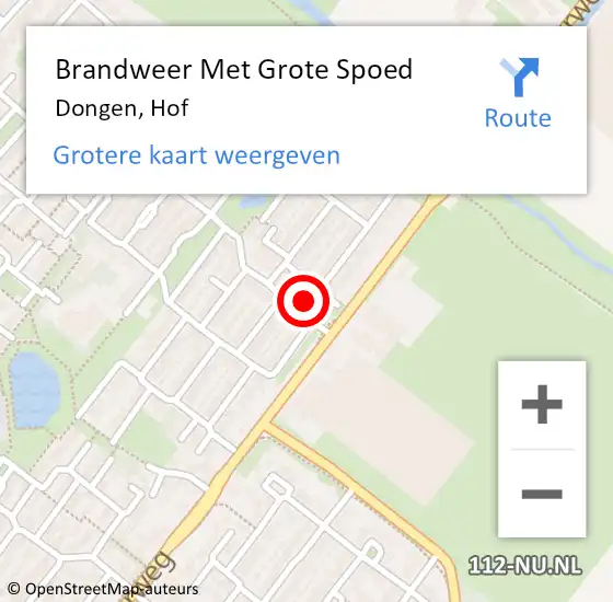 Locatie op kaart van de 112 melding: Brandweer Met Grote Spoed Naar Dongen, Hof op 2 januari 2016 22:35