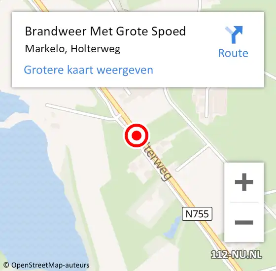 Locatie op kaart van de 112 melding: Brandweer Met Grote Spoed Naar Markelo, Holterweg op 2 januari 2016 23:26