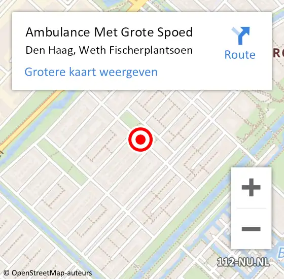 Locatie op kaart van de 112 melding: Ambulance Met Grote Spoed Naar Den Haag, Weth Fischerplantsoen op 3 januari 2016 00:21
