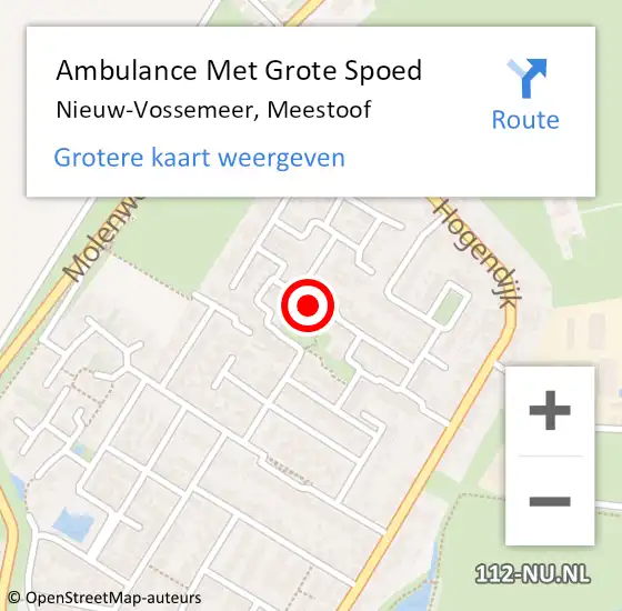 Locatie op kaart van de 112 melding: Ambulance Met Grote Spoed Naar Nieuw-Vossemeer, Meestoof op 3 januari 2016 00:25