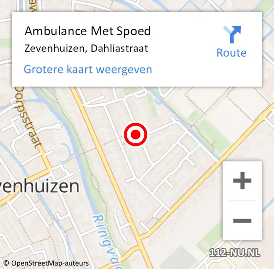 Locatie op kaart van de 112 melding: Ambulance Met Spoed Naar Zevenhuizen, Dahliastraat op 3 januari 2016 01:25