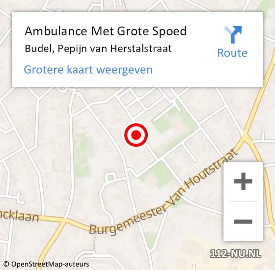 Locatie op kaart van de 112 melding: Ambulance Met Grote Spoed Naar Budel, Pepijn van Herstalstraat op 3 januari 2016 01:30