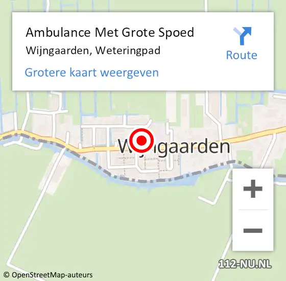 Locatie op kaart van de 112 melding: Ambulance Met Grote Spoed Naar Wijngaarden, Weteringpad op 2 december 2013 09:25