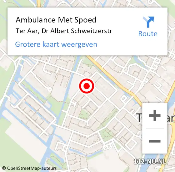 Locatie op kaart van de 112 melding: Ambulance Met Spoed Naar Ter Aar, Dr Albert Schweitzerstr op 3 januari 2016 01:53