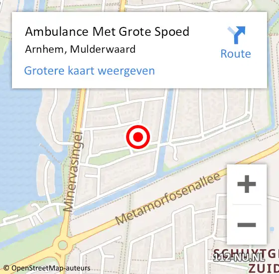 Locatie op kaart van de 112 melding: Ambulance Met Grote Spoed Naar Arnhem, Mulderwaard op 3 januari 2016 02:18