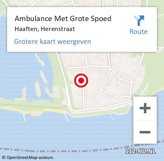 Locatie op kaart van de 112 melding: Ambulance Met Grote Spoed Naar Haaften, Herenstraat op 3 januari 2016 04:13