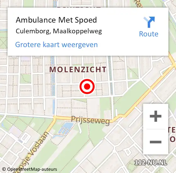 Locatie op kaart van de 112 melding: Ambulance Met Spoed Naar Culemborg, Maalkoppelweg op 3 januari 2016 04:13