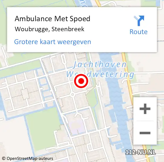 Locatie op kaart van de 112 melding: Ambulance Met Spoed Naar Woubrugge, Steenbreek op 3 januari 2016 04:43