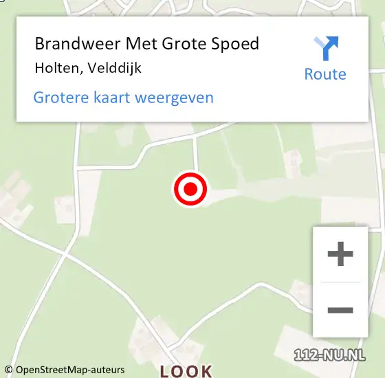 Locatie op kaart van de 112 melding: Brandweer Met Grote Spoed Naar Holten, Velddijk op 3 januari 2016 05:16