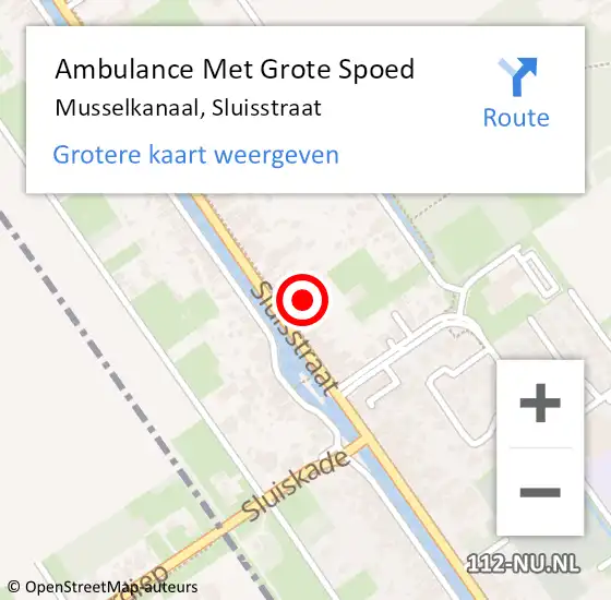 Locatie op kaart van de 112 melding: Ambulance Met Grote Spoed Naar Musselkanaal, Sluisstraat op 3 januari 2016 06:23