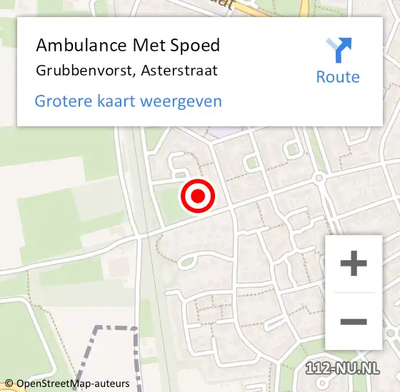 Locatie op kaart van de 112 melding: Ambulance Met Spoed Naar Grubbenvorst, Asterstraat op 2 december 2013 09:41