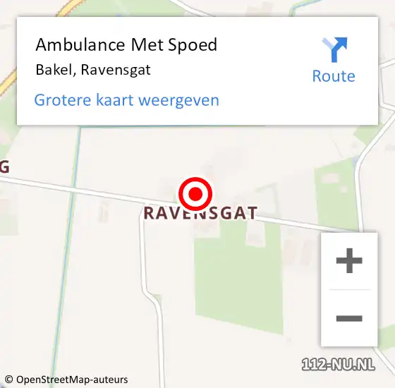 Locatie op kaart van de 112 melding: Ambulance Met Spoed Naar Bakel, Ravensgat op 3 januari 2016 09:11