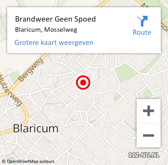 Locatie op kaart van de 112 melding: Brandweer Geen Spoed Naar Blaricum, Mosselweg op 2 december 2013 09:44