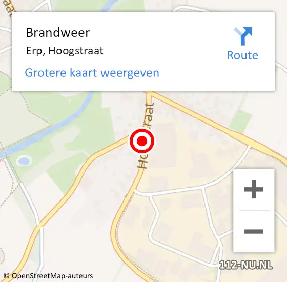 Locatie op kaart van de 112 melding: Brandweer Erp, Hoogstraat op 3 januari 2016 10:24