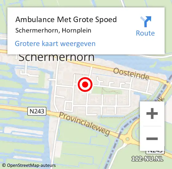 Locatie op kaart van de 112 melding: Ambulance Met Grote Spoed Naar Schermerhorn, Hornplein op 3 januari 2016 10:28