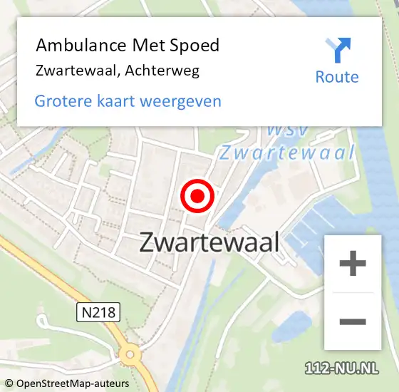 Locatie op kaart van de 112 melding: Ambulance Met Spoed Naar Zwartewaal, Achterweg op 3 januari 2016 10:41