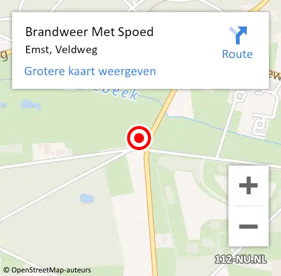 Locatie op kaart van de 112 melding: Brandweer Met Spoed Naar Emst, Veldweg op 3 januari 2016 10:43