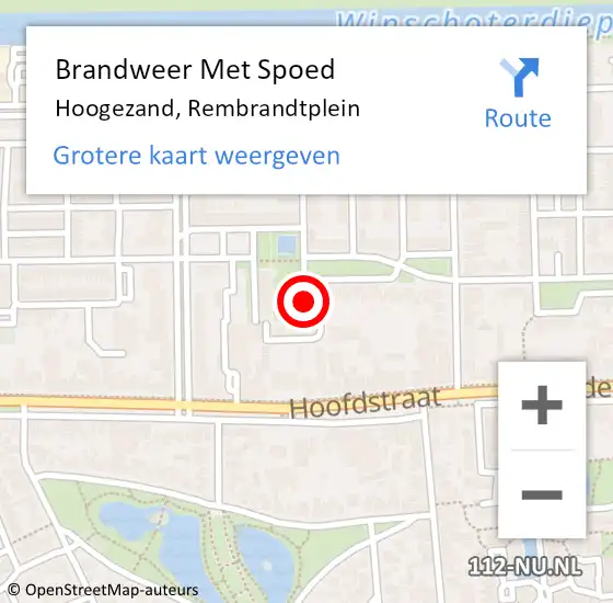 Locatie op kaart van de 112 melding: Brandweer Met Spoed Naar Hoogezand, Rembrandtplein op 3 januari 2016 11:24