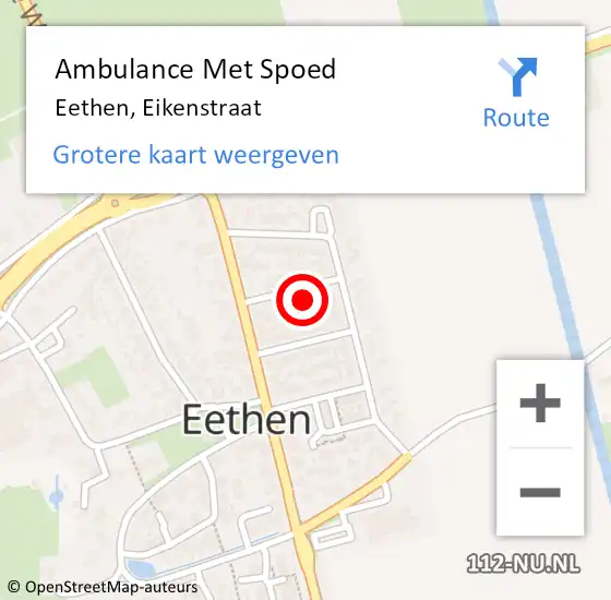 Locatie op kaart van de 112 melding: Ambulance Met Spoed Naar Eethen, Eikenstraat op 3 januari 2016 11:28