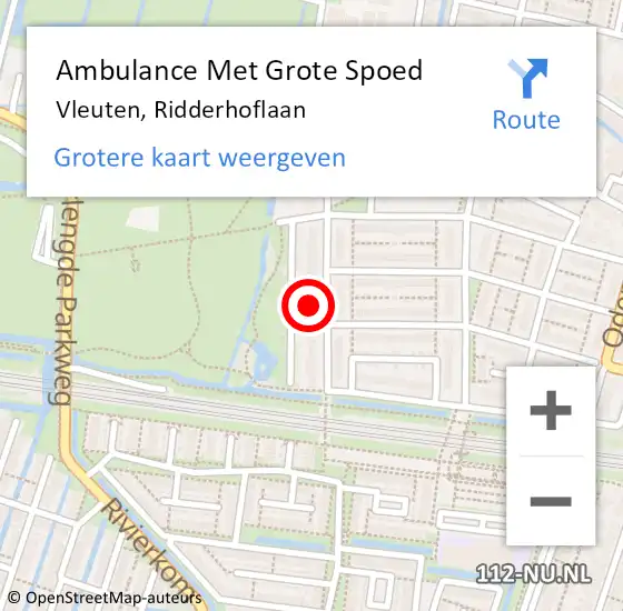 Locatie op kaart van de 112 melding: Ambulance Met Grote Spoed Naar Vleuten, Ridderhoflaan op 3 januari 2016 12:02