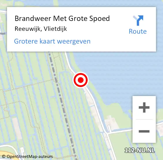 Locatie op kaart van de 112 melding: Brandweer Met Grote Spoed Naar Reeuwijk, Vlietdijk op 3 januari 2016 13:01