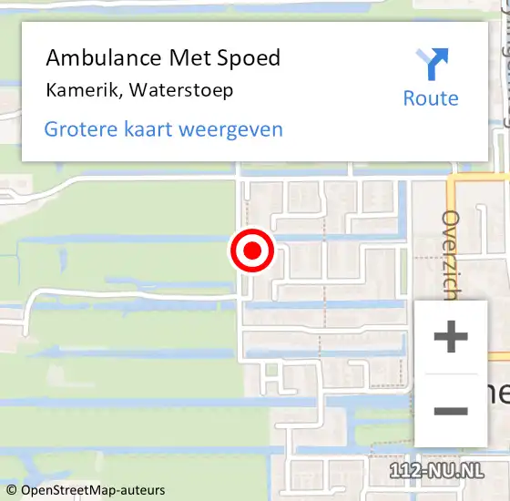 Locatie op kaart van de 112 melding: Ambulance Met Spoed Naar Kamerik, Waterstoep op 3 januari 2016 13:18