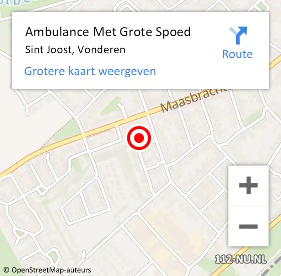 Locatie op kaart van de 112 melding: Ambulance Met Grote Spoed Naar Sint Joost, Vonderen op 3 januari 2016 14:10