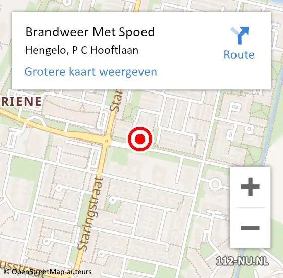 Locatie op kaart van de 112 melding: Brandweer Met Spoed Naar Hengelo, P C Hooftlaan op 3 januari 2016 14:33