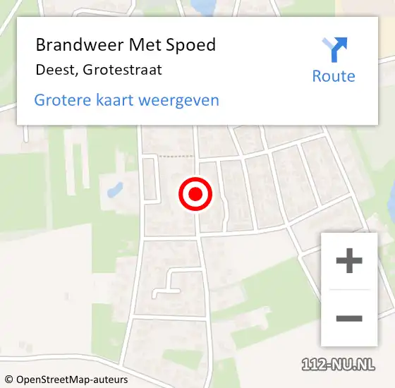 Locatie op kaart van de 112 melding: Brandweer Met Spoed Naar Deest, Grotestraat op 3 januari 2016 17:02