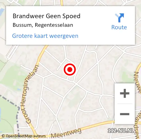 Locatie op kaart van de 112 melding: Brandweer Geen Spoed Naar Bussum, Regentesselaan op 3 januari 2016 17:11