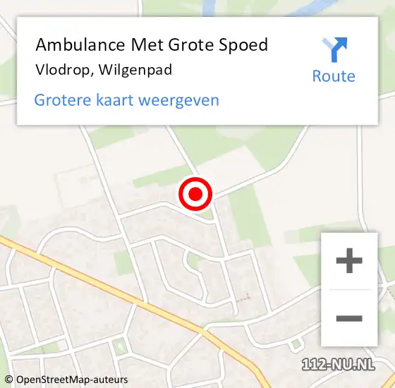 Locatie op kaart van de 112 melding: Ambulance Met Grote Spoed Naar Vlodrop, Wilgenpad op 3 januari 2016 17:14