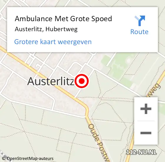 Locatie op kaart van de 112 melding: Ambulance Met Grote Spoed Naar Austerlitz, Hubertweg op 3 januari 2016 17:22