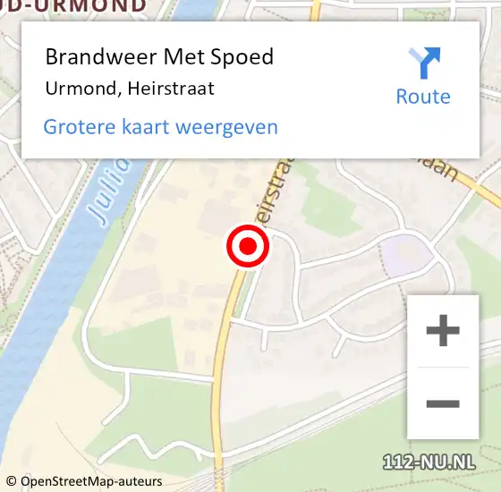 Locatie op kaart van de 112 melding: Brandweer Met Spoed Naar Urmond, Heirstraat op 3 januari 2016 17:42