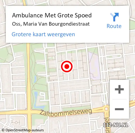 Locatie op kaart van de 112 melding: Ambulance Met Grote Spoed Naar Oss, Maria Van Bourgondiestraat op 3 januari 2016 18:17