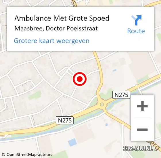 Locatie op kaart van de 112 melding: Ambulance Met Grote Spoed Naar Maasbree, Doctor Poelsstraat op 3 januari 2016 18:56