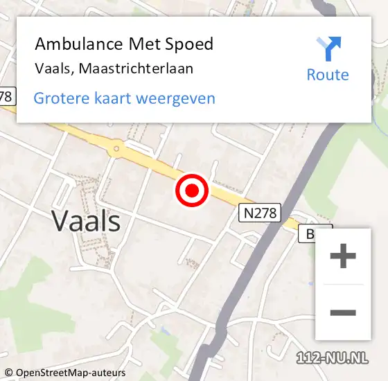 Locatie op kaart van de 112 melding: Ambulance Met Spoed Naar Vaals, Maastrichterlaan op 2 december 2013 10:28