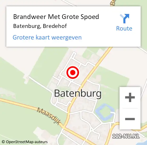 Locatie op kaart van de 112 melding: Brandweer Met Grote Spoed Naar Batenburg, Bredehof op 3 januari 2016 19:52