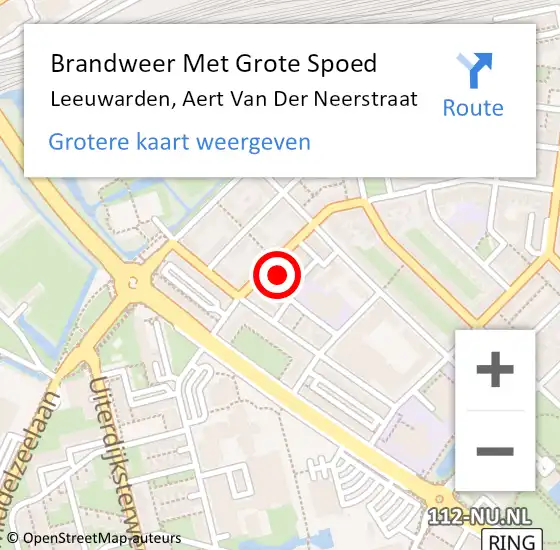 Locatie op kaart van de 112 melding: Brandweer Met Grote Spoed Naar Leeuwarden, Aert Van Der Neerstraat op 3 januari 2016 22:05