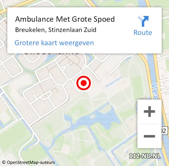 Locatie op kaart van de 112 melding: Ambulance Met Grote Spoed Naar Breukelen, Stinzenlaan Zuid op 3 januari 2016 22:12