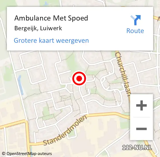 Locatie op kaart van de 112 melding: Ambulance Met Spoed Naar Bergeijk, Luiwerk op 4 januari 2016 01:43