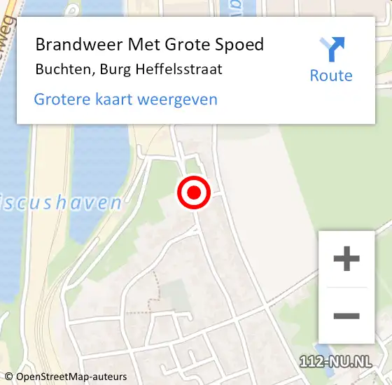 Locatie op kaart van de 112 melding: Brandweer Met Grote Spoed Naar Buchten, Burg Heffelsstraat op 4 januari 2016 02:05