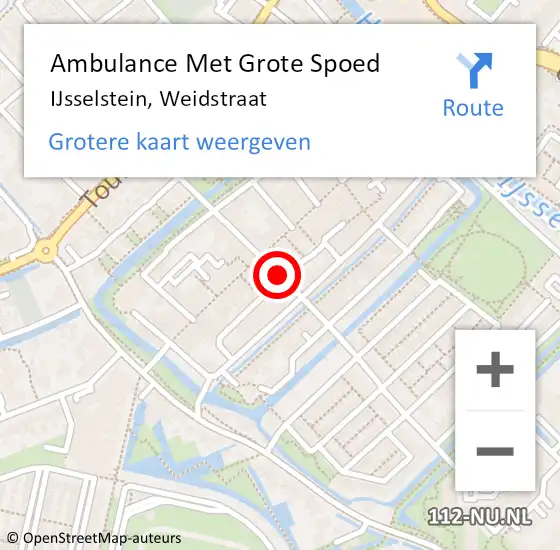 Locatie op kaart van de 112 melding: Ambulance Met Grote Spoed Naar IJsselstein, Weidstraat op 4 januari 2016 03:42