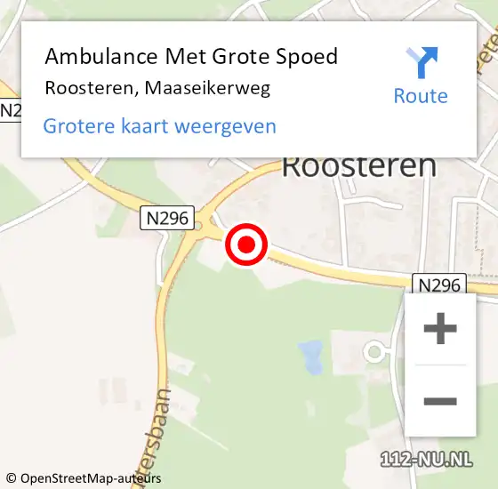 Locatie op kaart van de 112 melding: Ambulance Met Grote Spoed Naar Roosteren, Maaseikerweg op 4 januari 2016 06:26